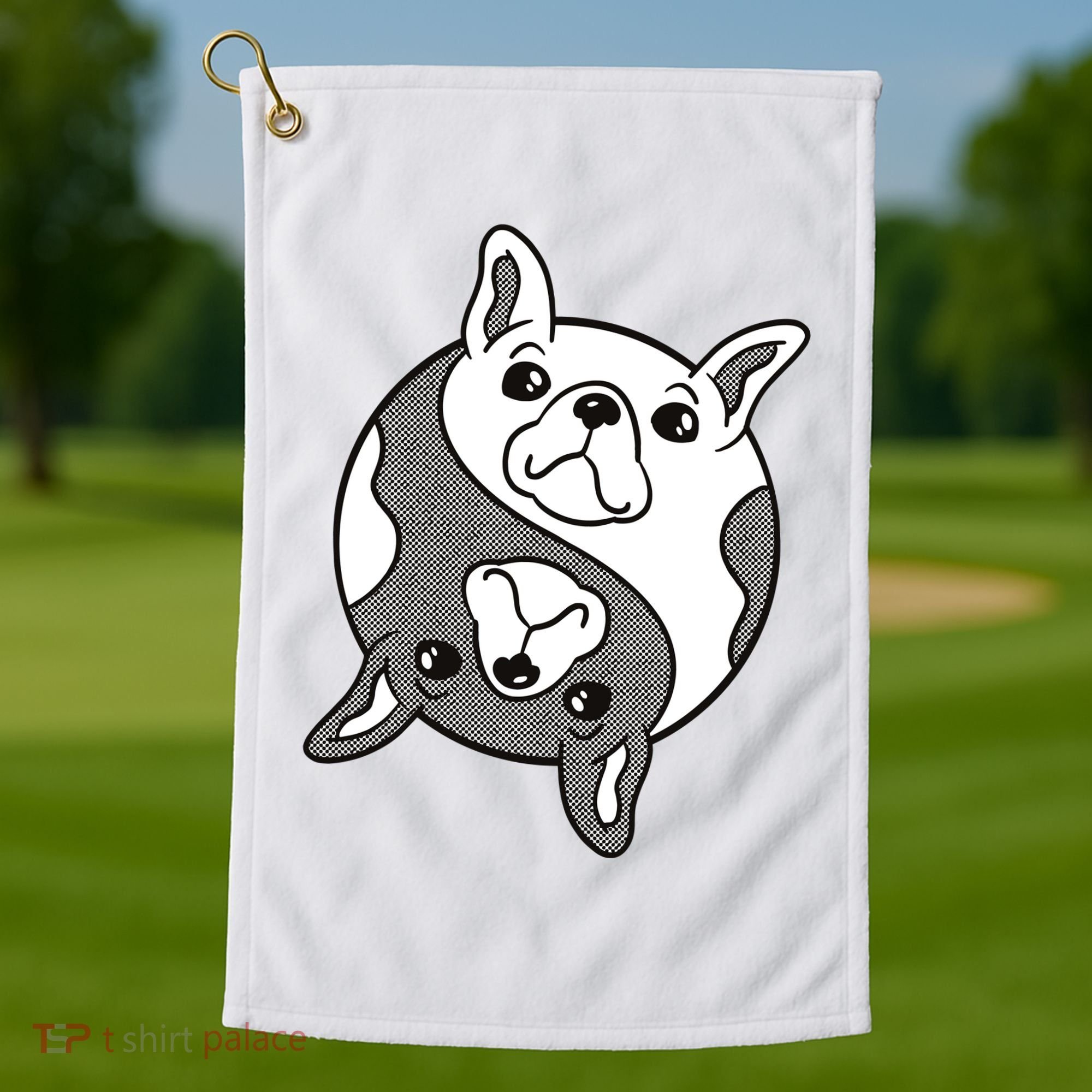 Bulldog Yin Yang  Golf Towel