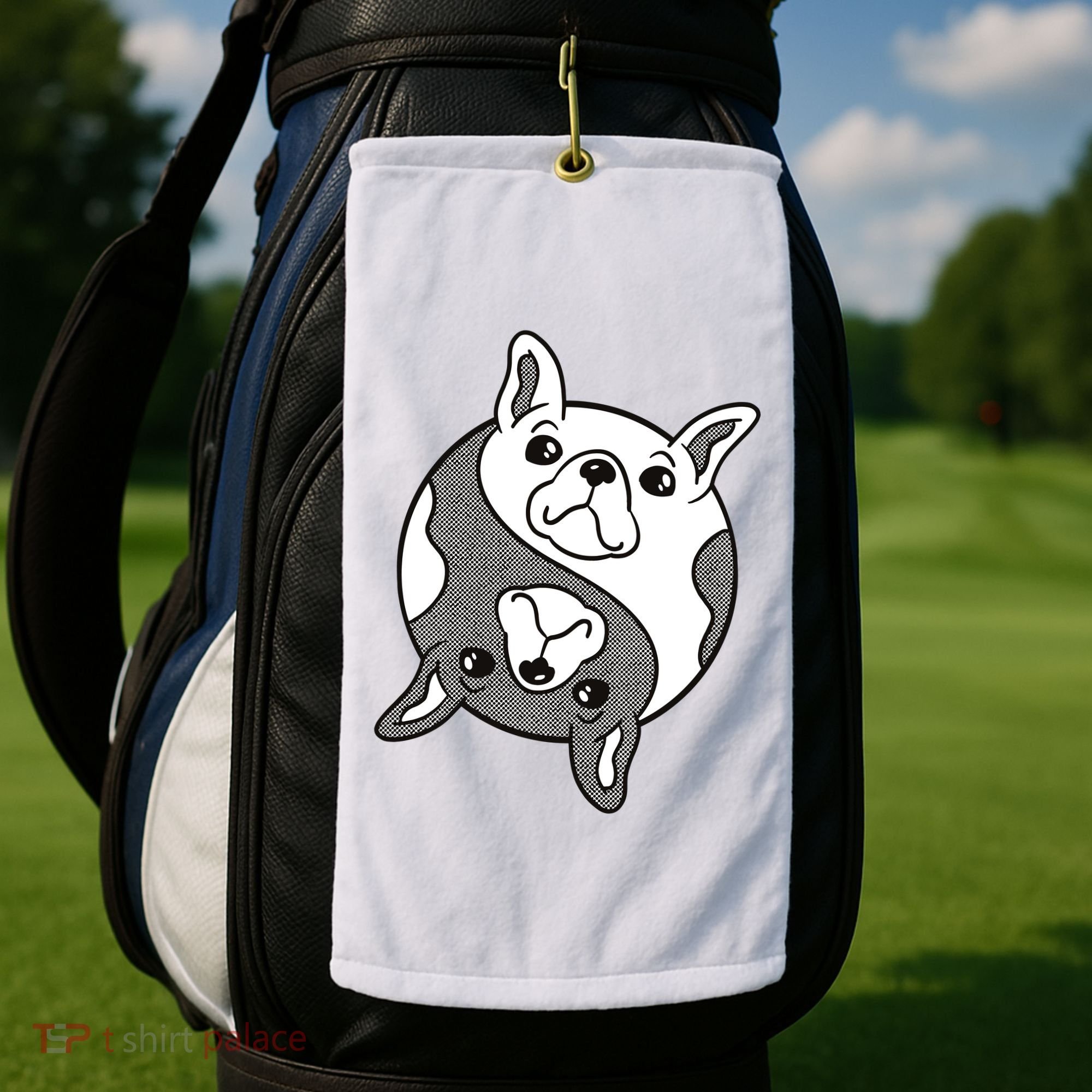 Bulldog Yin Yang  Golf Towel
