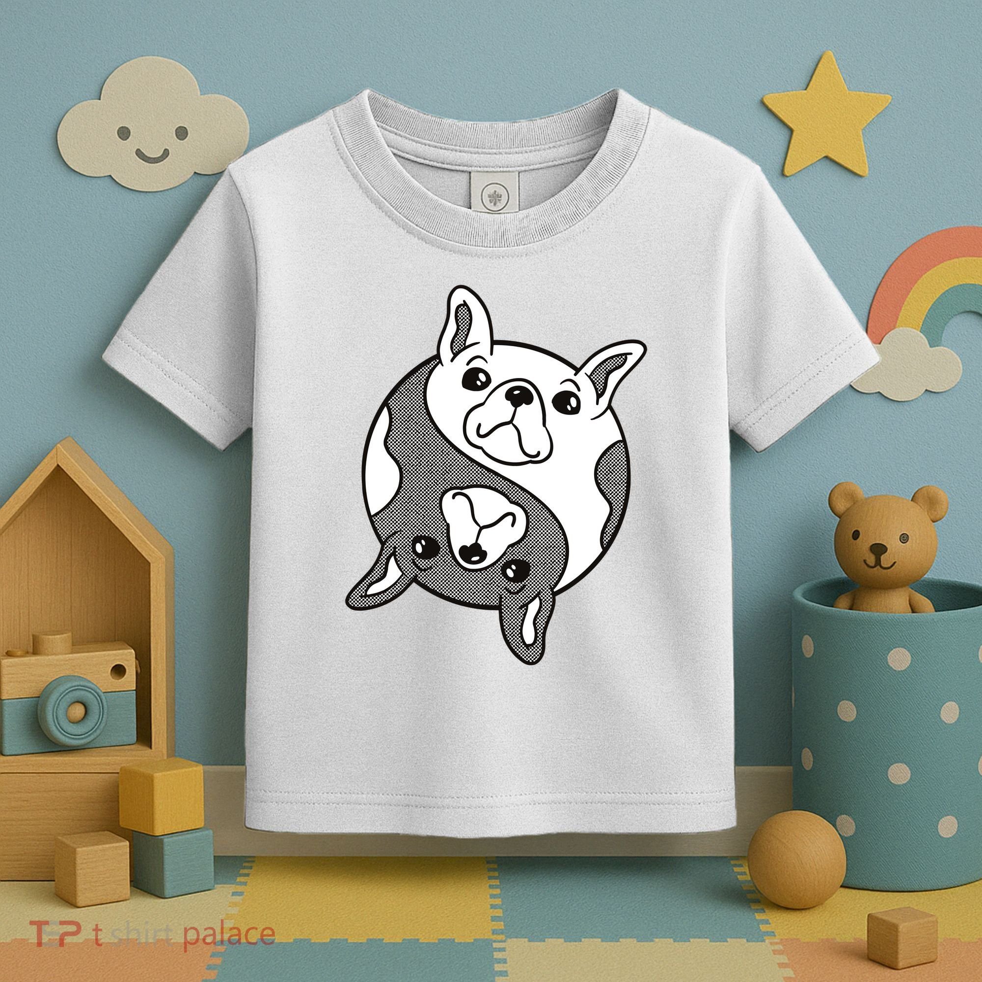 Bulldog Yin Yang  Toddler T-Shirt