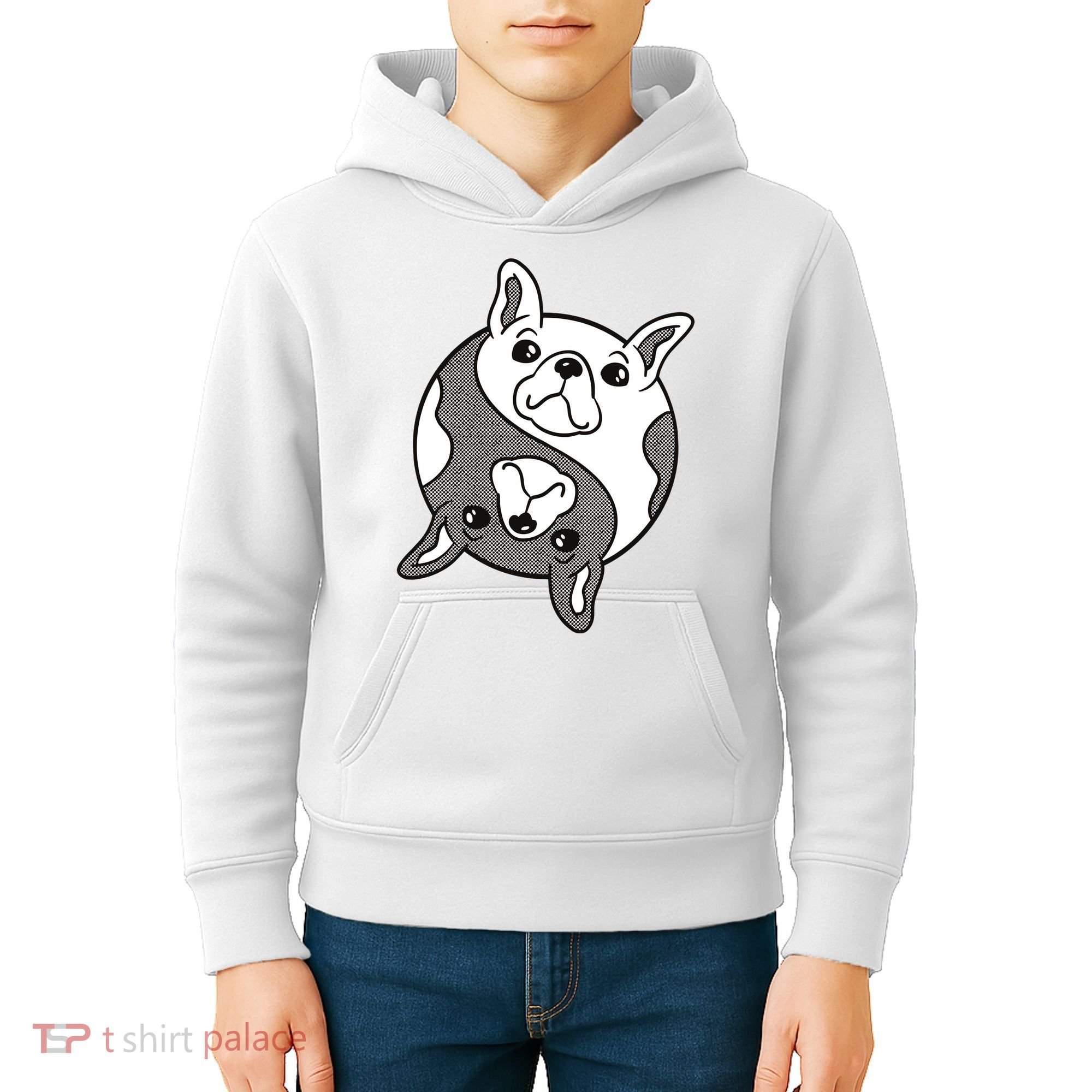 Bulldog Yin Yang  Kids Hoodie