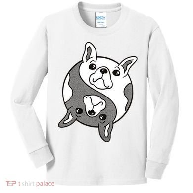 Bulldog Yin Yang  Kids Long Sleeve Shirt