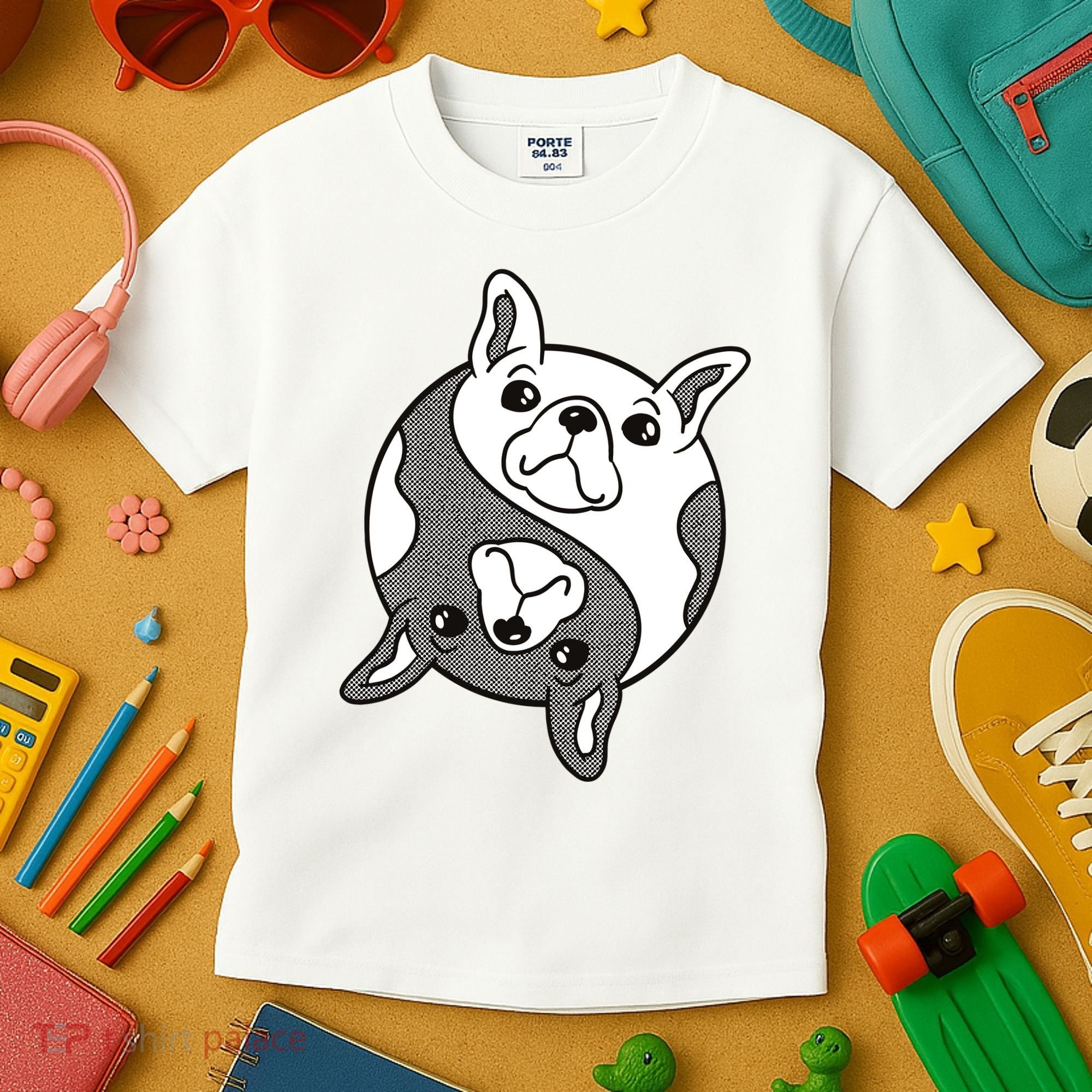 Bulldog Yin Yang  Kids T-Shirt