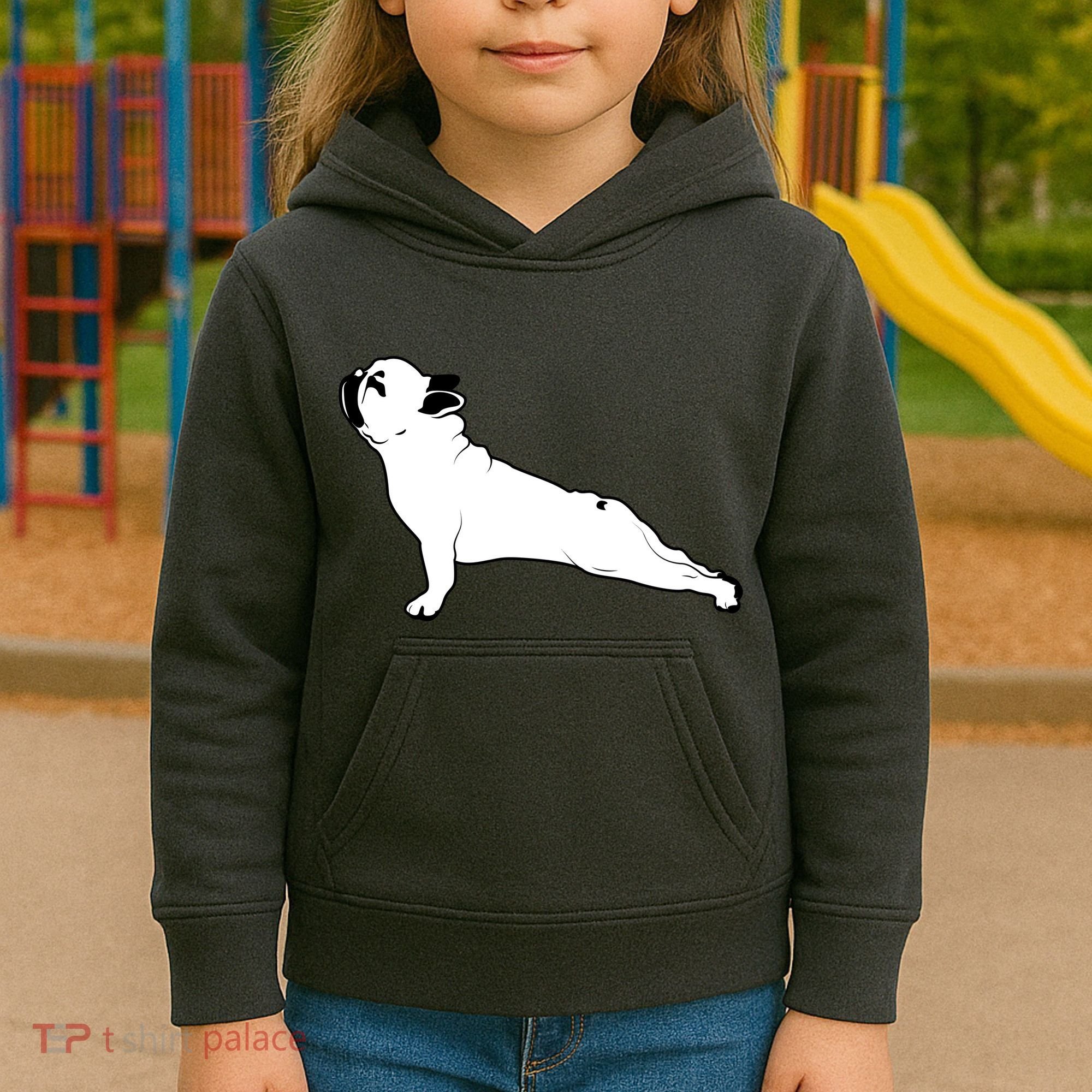 Bulldog Yoga Pose Kids Hoodie