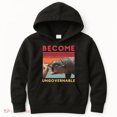 Become Ungovernable Moo Deng Hippo Kids Hoodie