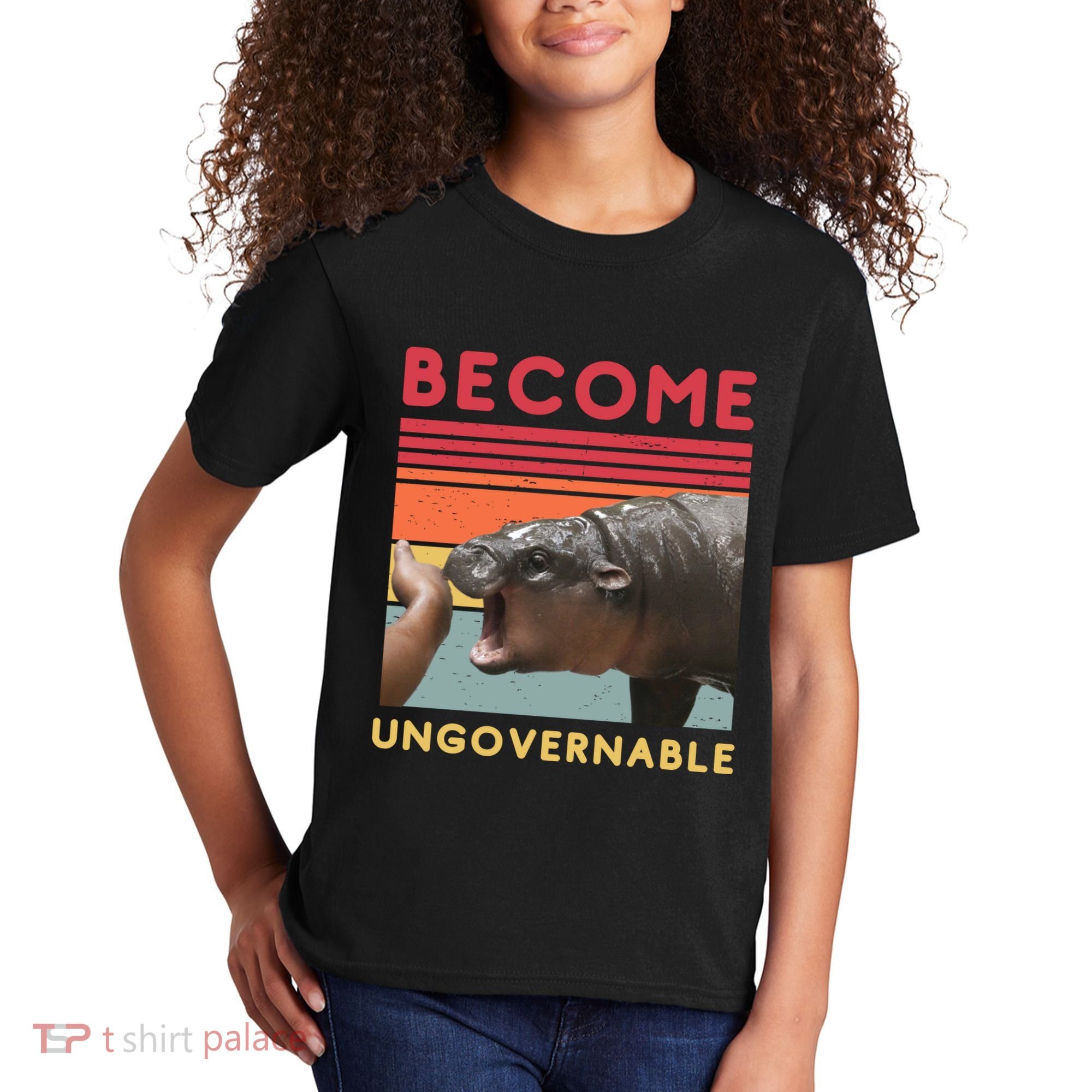 Become Ungovernable Moo Deng Hippo Kids T-Shirt