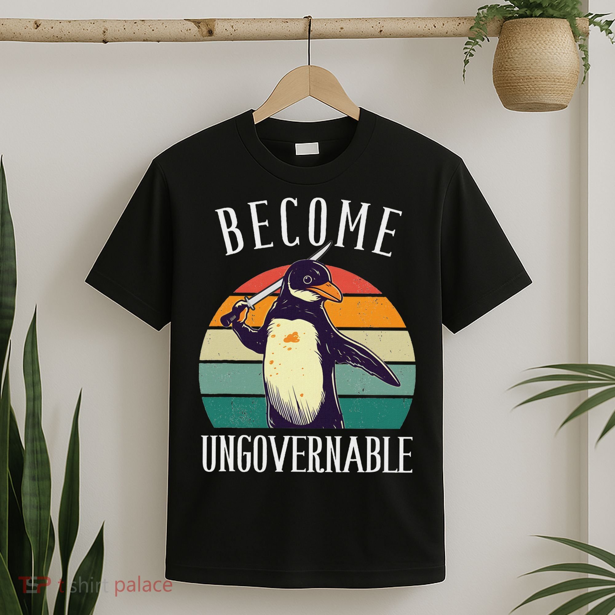 Become Ungovernable Meme Funny Penguin Meme Retro Vintage T-Shirt