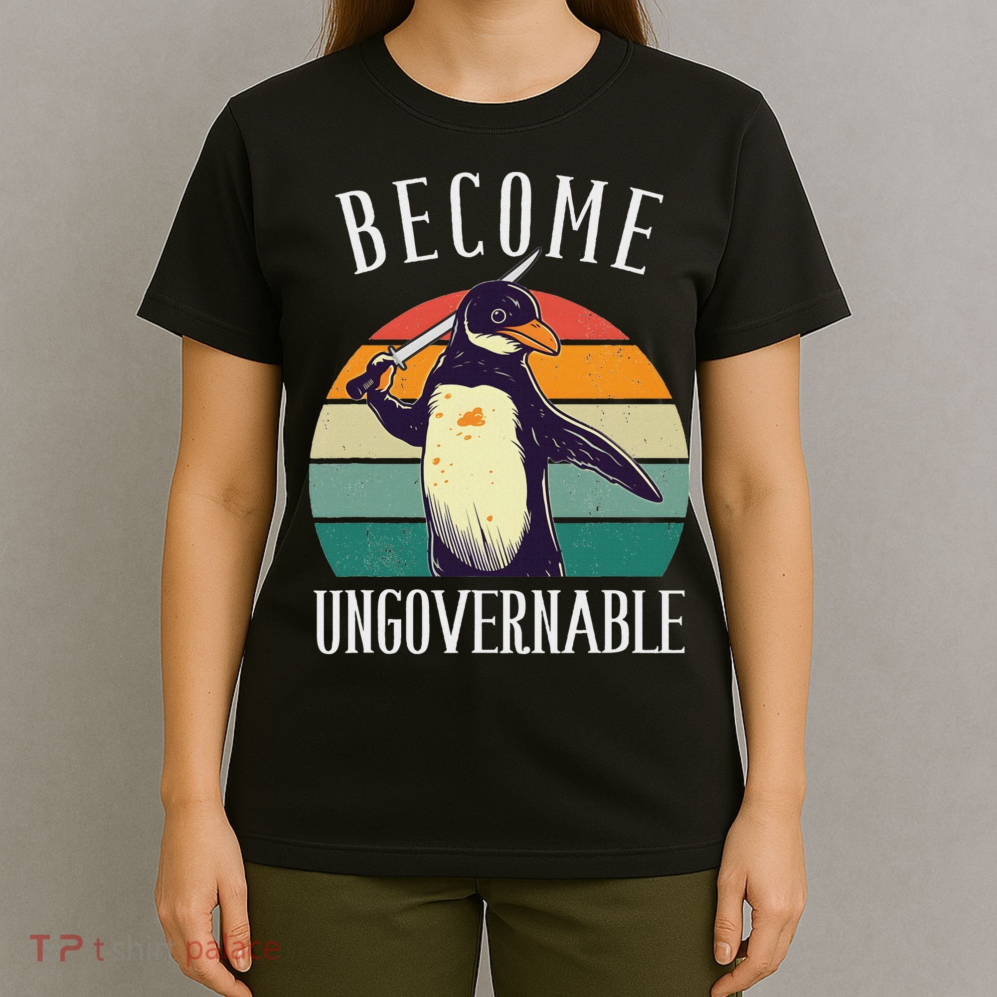 Become Ungovernable Meme Funny Penguin Meme Retro Vintage T-Shirt