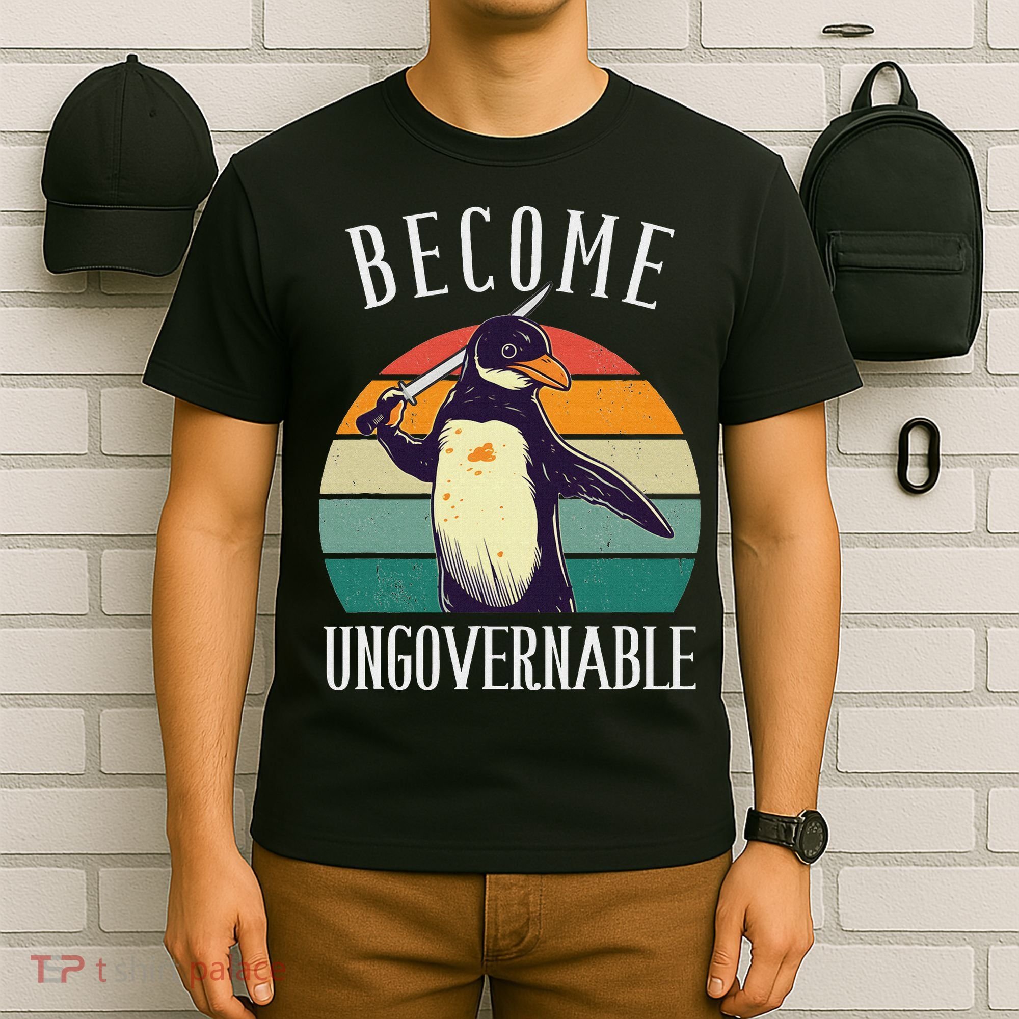 Become Ungovernable Meme Funny Penguin Meme Retro Vintage T-Shirt