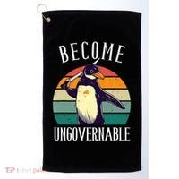 Become Ungovernable Meme Funny Penguin Golf Towel thumb 0