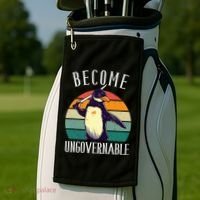 Become Ungovernable Meme Funny Penguin Golf Towel thumb 2