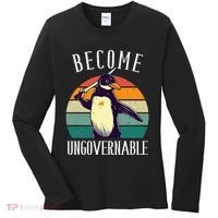 Become Ungovernable Meme Funny Penguin Women's Long Sleeve Shirt thumb 0