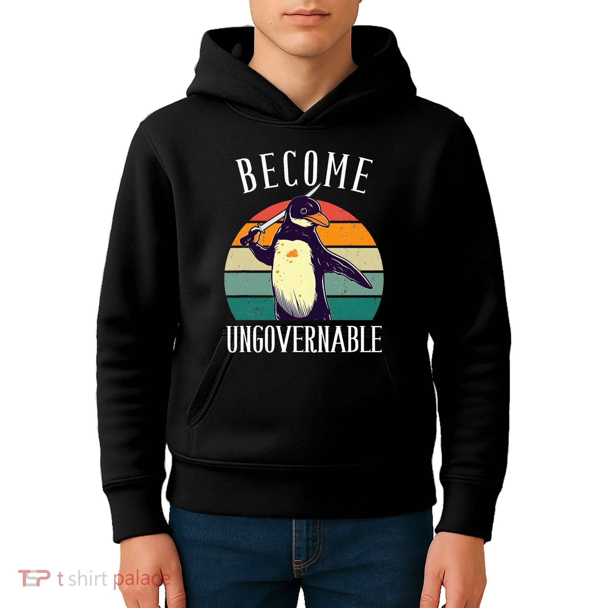 Become Ungovernable Meme Funny Penguin Kids Hoodie