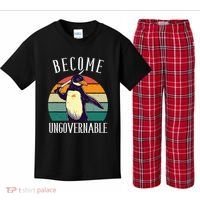 Become Ungovernable Meme Funny Penguin Kids Plaid Pajama Set thumb 0