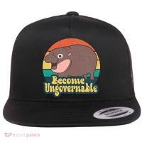 Become Ungovernable Moo Deng Humor Flat Bill Trucker Hat thumb 0