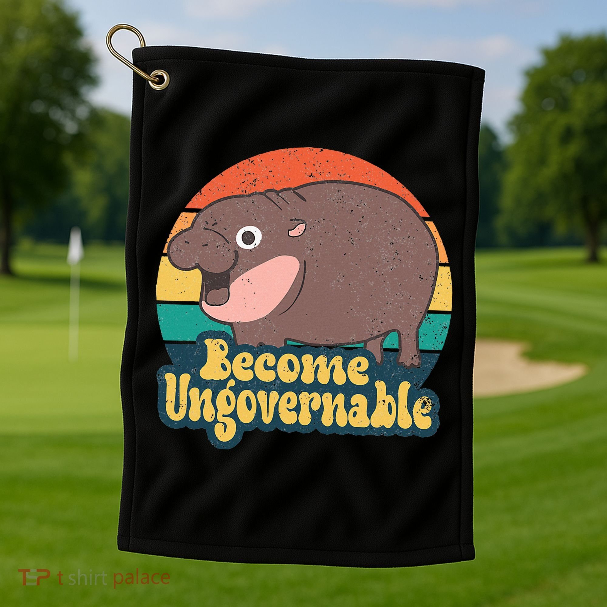 Become Ungovernable Moo Deng Humor Golf Towel