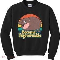 Become Ungovernable Moo Deng Humor Kids Sweatshirt thumb 0