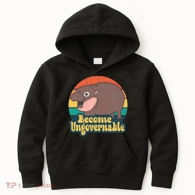 Become Ungovernable Moo Deng Humor Kids Hoodie