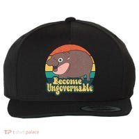Become Ungovernable Moo Deng Humor Wool Snapback Cap thumb 0