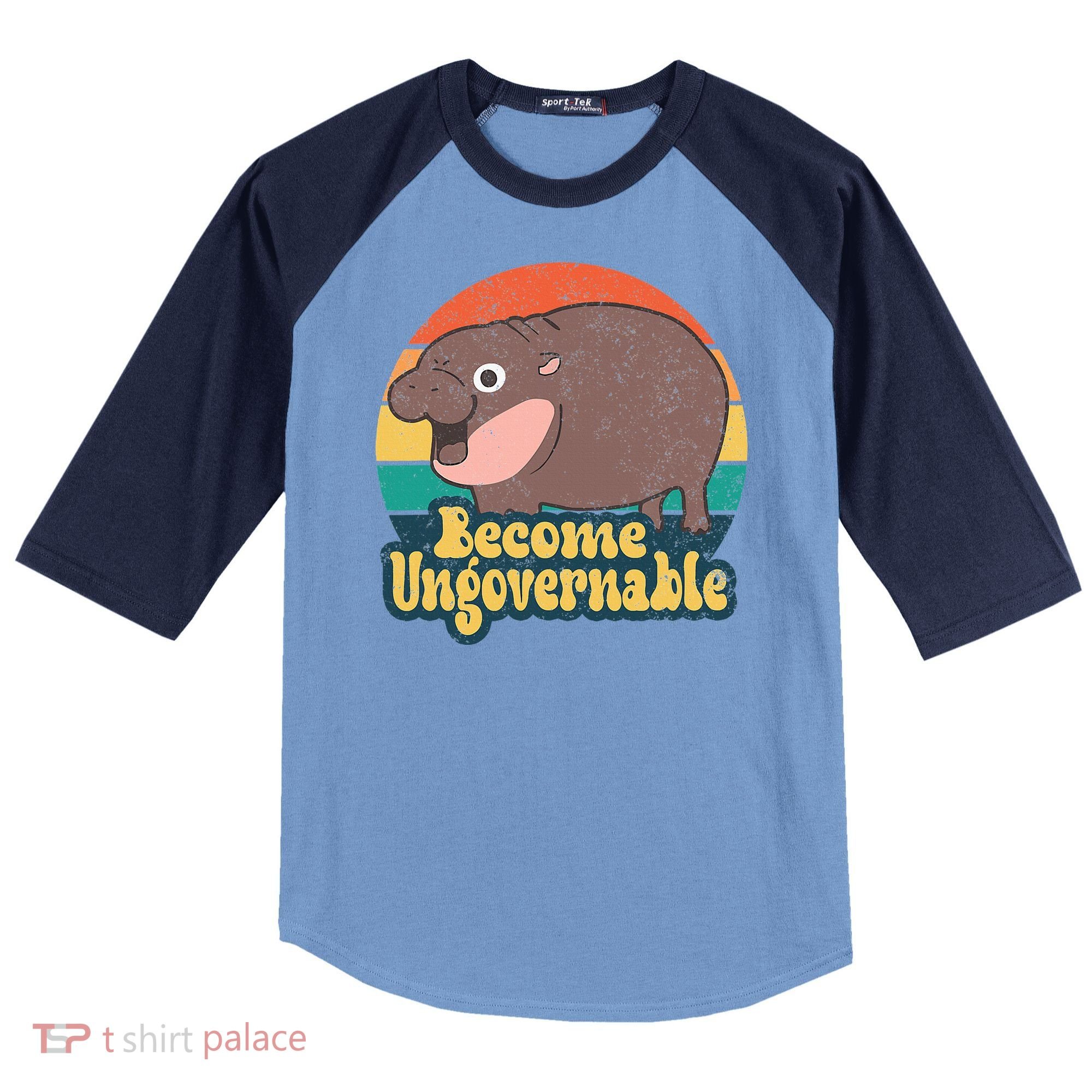 Become Ungovernable Moo Deng Humor Raglan Baseball Sleeve Shirt