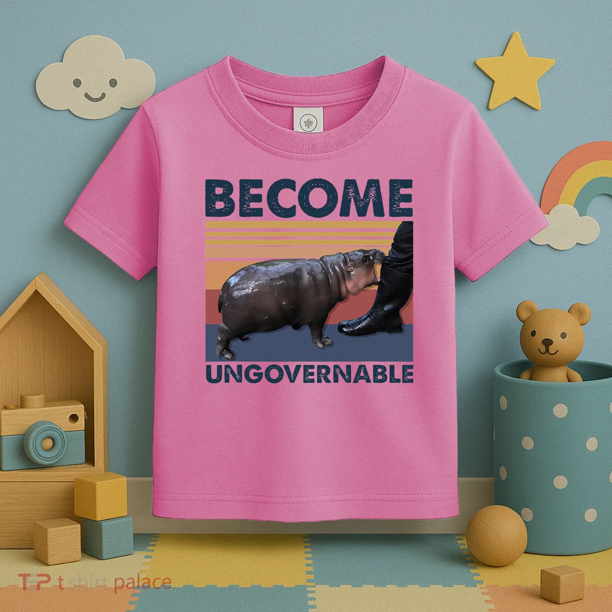 Become Ungovernable Moo Deng Cute Baby Hippo Toddler T-Shirt