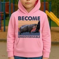 Become Ungovernable Moo Deng Cute Baby Hippo Kids Hoodie thumb 2