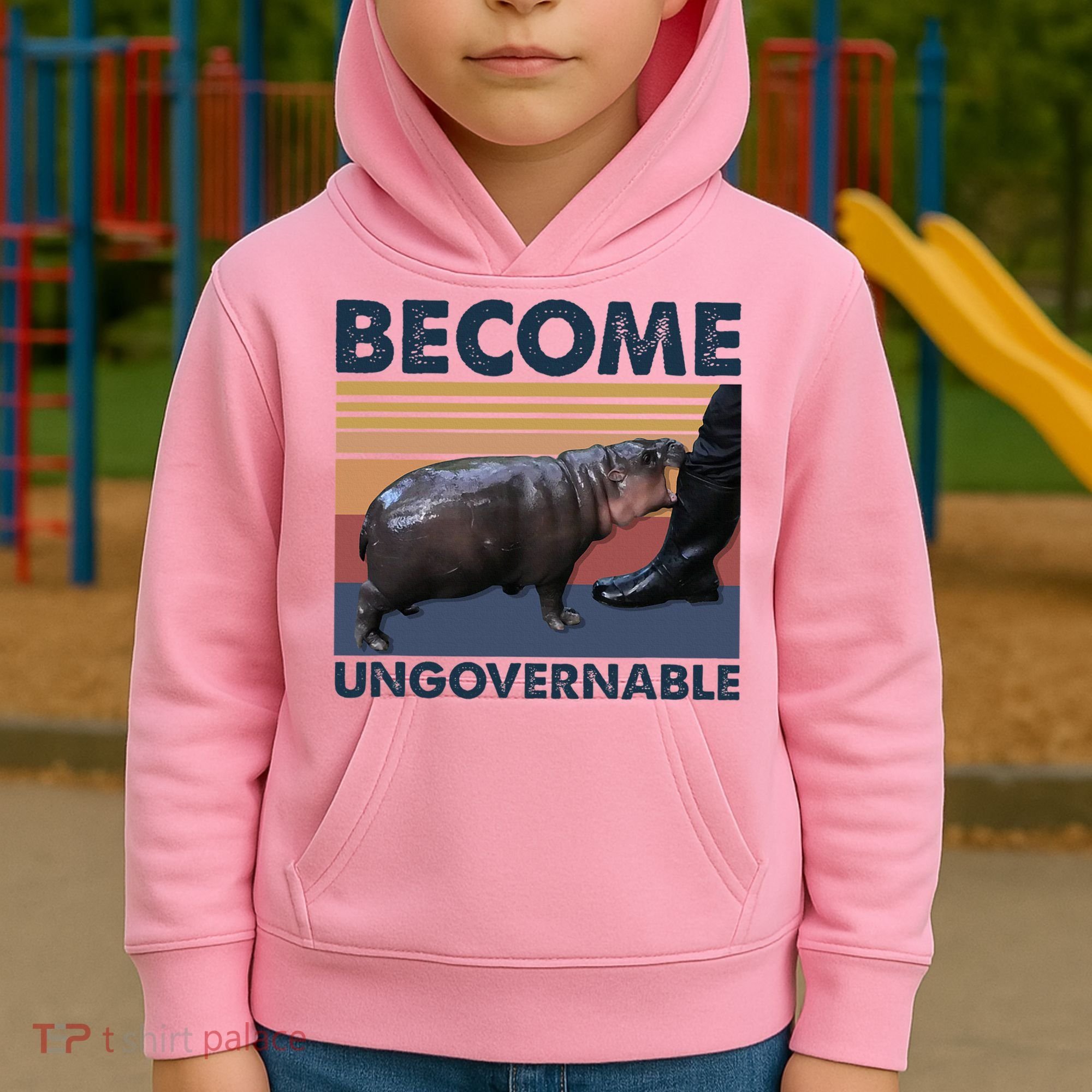 Become Ungovernable Moo Deng Cute Baby Hippo Kids Hoodie