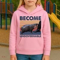 Become Ungovernable Moo Deng Cute Baby Hippo Kids Hoodie thumb 3