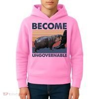 Become Ungovernable Moo Deng Cute Baby Hippo Kids Hoodie thumb 4
