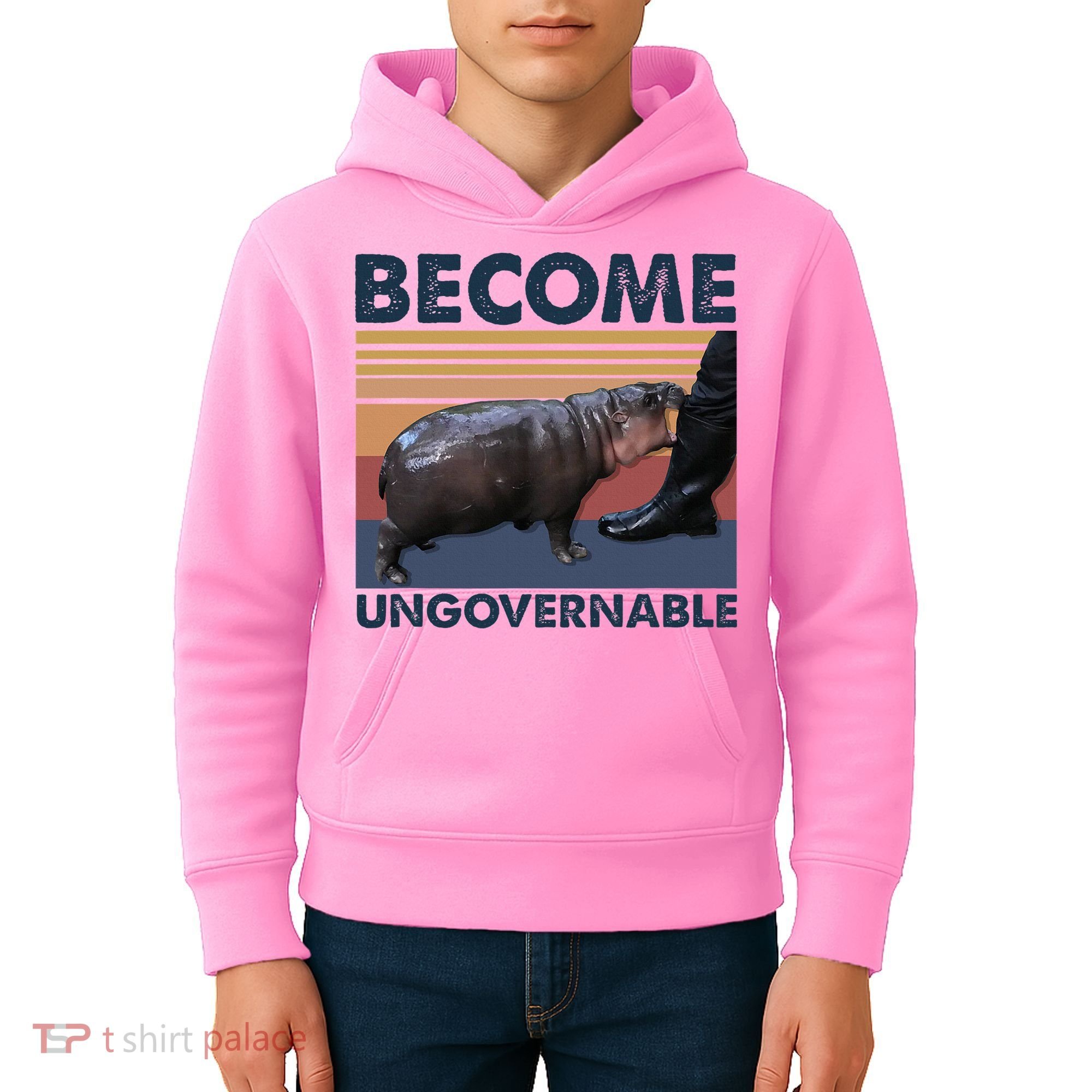 Become Ungovernable Moo Deng Cute Baby Hippo Kids Hoodie