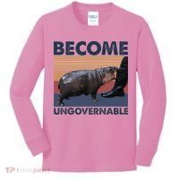 Become Ungovernable Moo Deng Cute Baby Hippo Kids Long Sleeve Shirt thumb 0