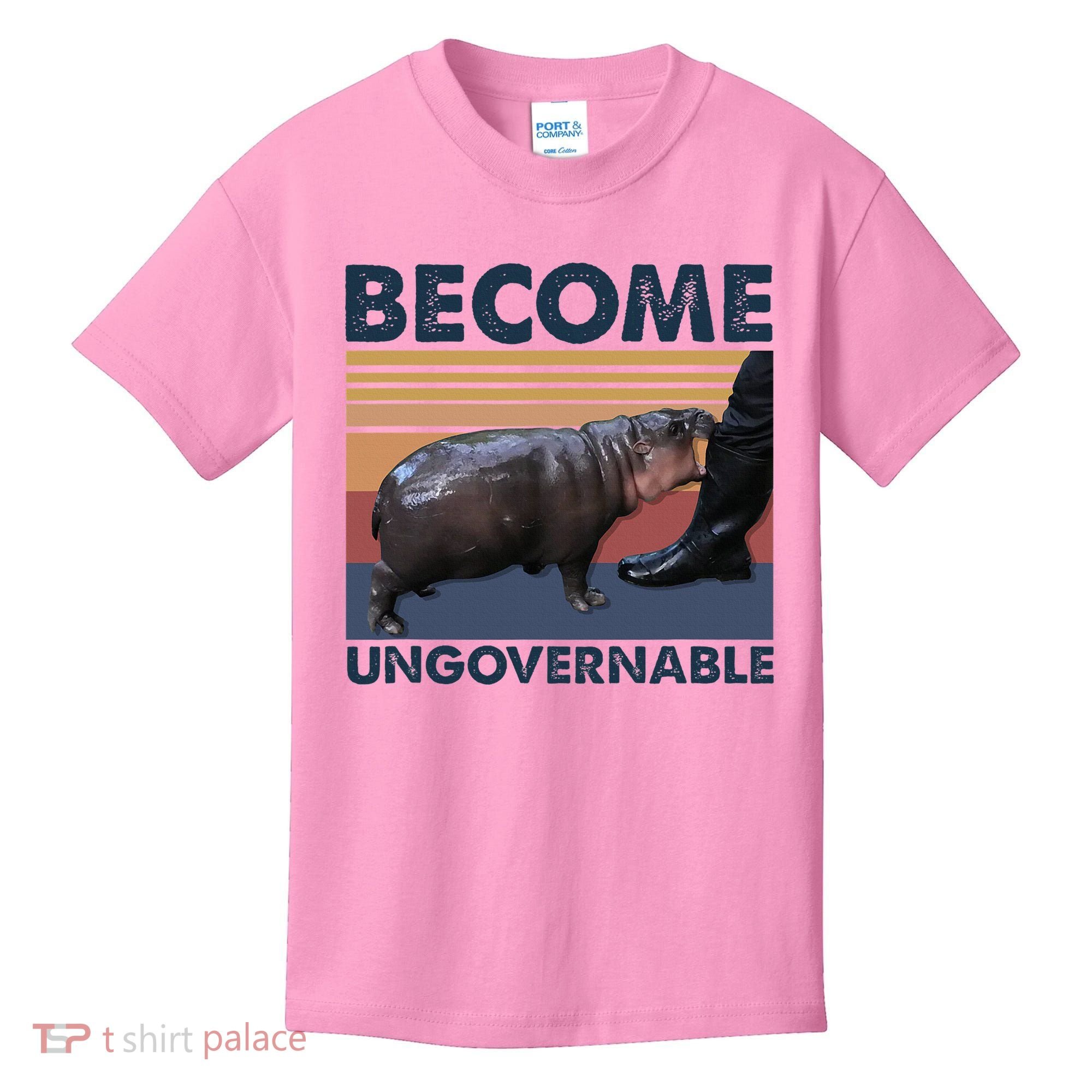 Become Ungovernable Moo Deng Cute Baby Hippo Kids T-Shirt