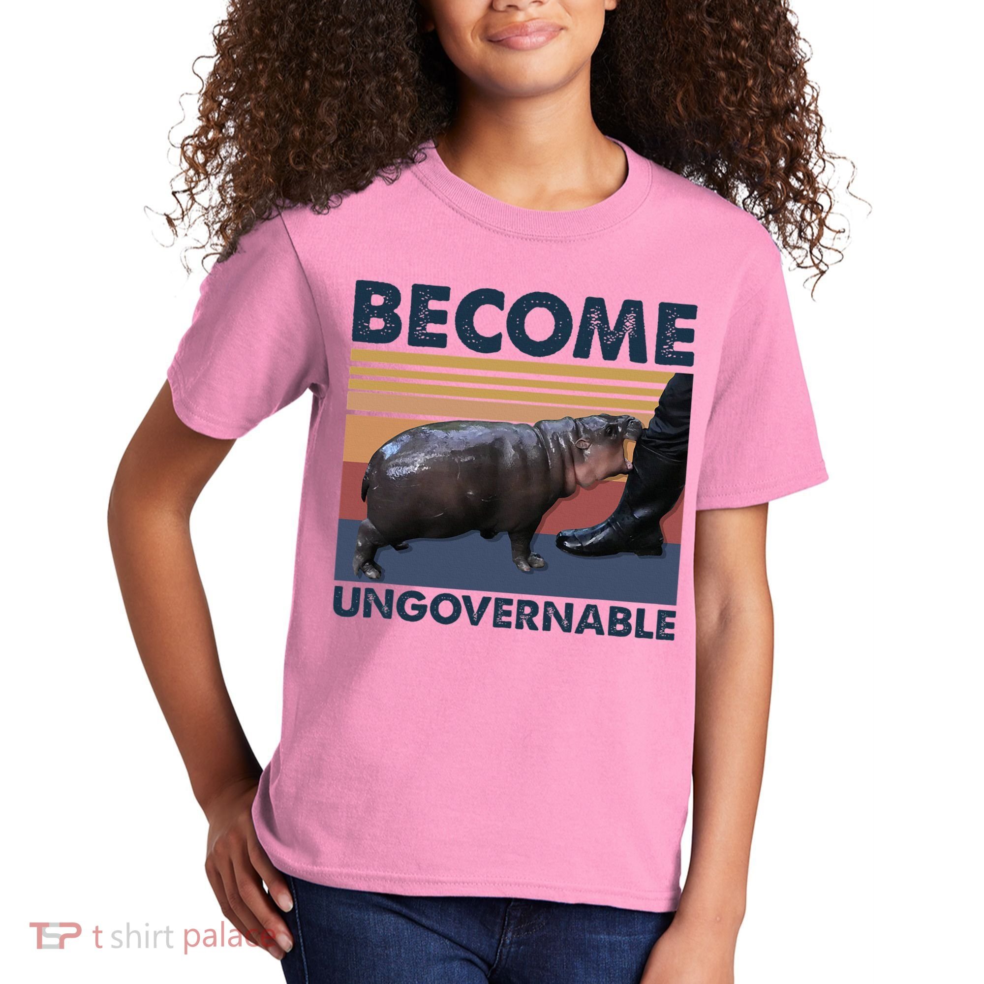 Become Ungovernable Moo Deng Cute Baby Hippo Kids T-Shirt