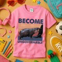 Become Ungovernable Moo Deng Cute Baby Hippo Kids T-Shirt thumb 3