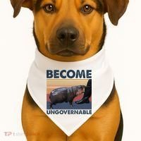 Become Ungovernable Moo Deng Cute Baby Hippo USA-Made Doggie Bandana thumb 1