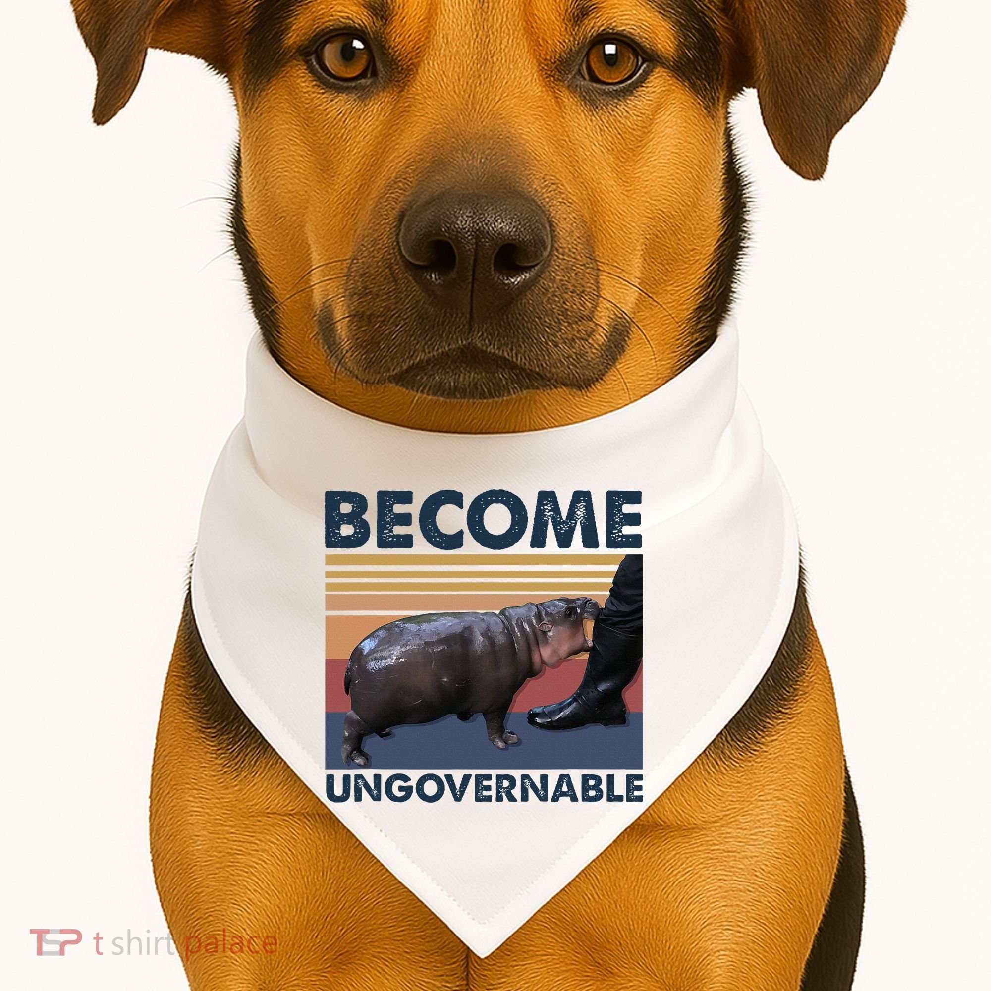Become Ungovernable Moo Deng Cute Baby Hippo USA-Made Doggie Bandana