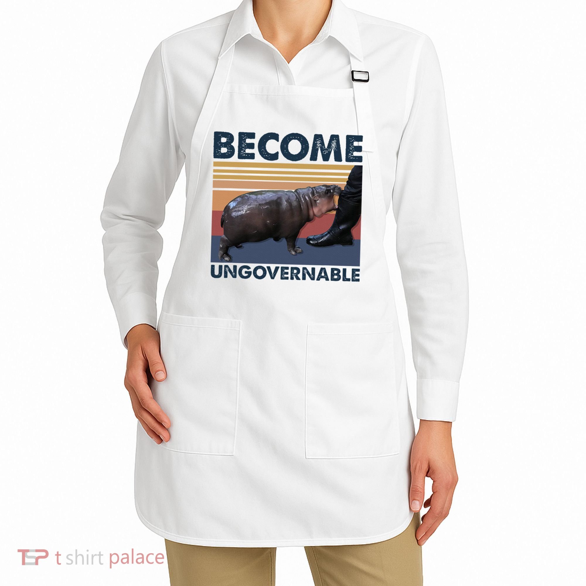 Become Ungovernable Moo Deng Cute Baby Hippo Apron