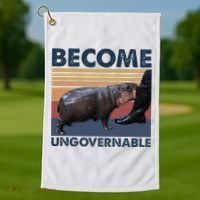 Become Ungovernable Moo Deng Cute Baby Hippo Golf Towel thumb 1