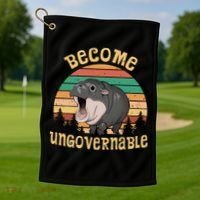 Become Ungovernable Moo Deng Baby Pygmy Hippo Golf Towel thumb 1