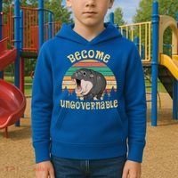 Become Ungovernable Moo Deng Baby Pygmy Hippo Kids Hoodie thumb 2