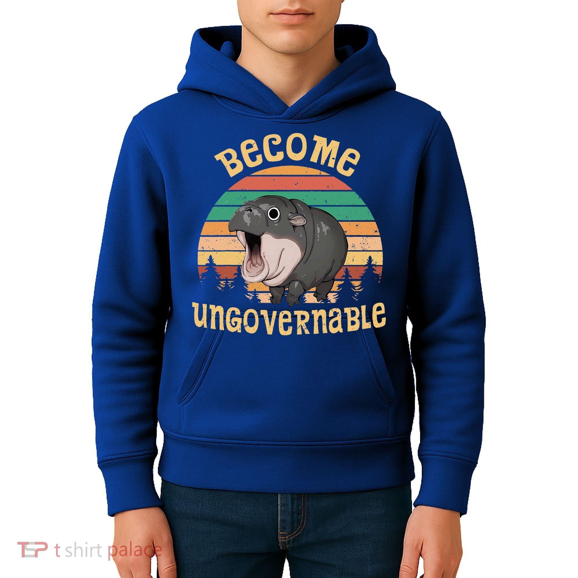Become Ungovernable Moo Deng Baby Pygmy Hippo Kids Hoodie