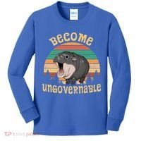 Become Ungovernable Moo Deng Baby Pygmy Hippo Kids Long Sleeve Shirt thumb 0