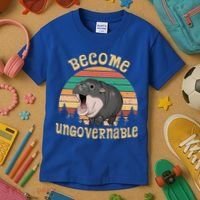 Become Ungovernable Moo Deng Baby Pygmy Hippo Kids T-Shirt thumb 3