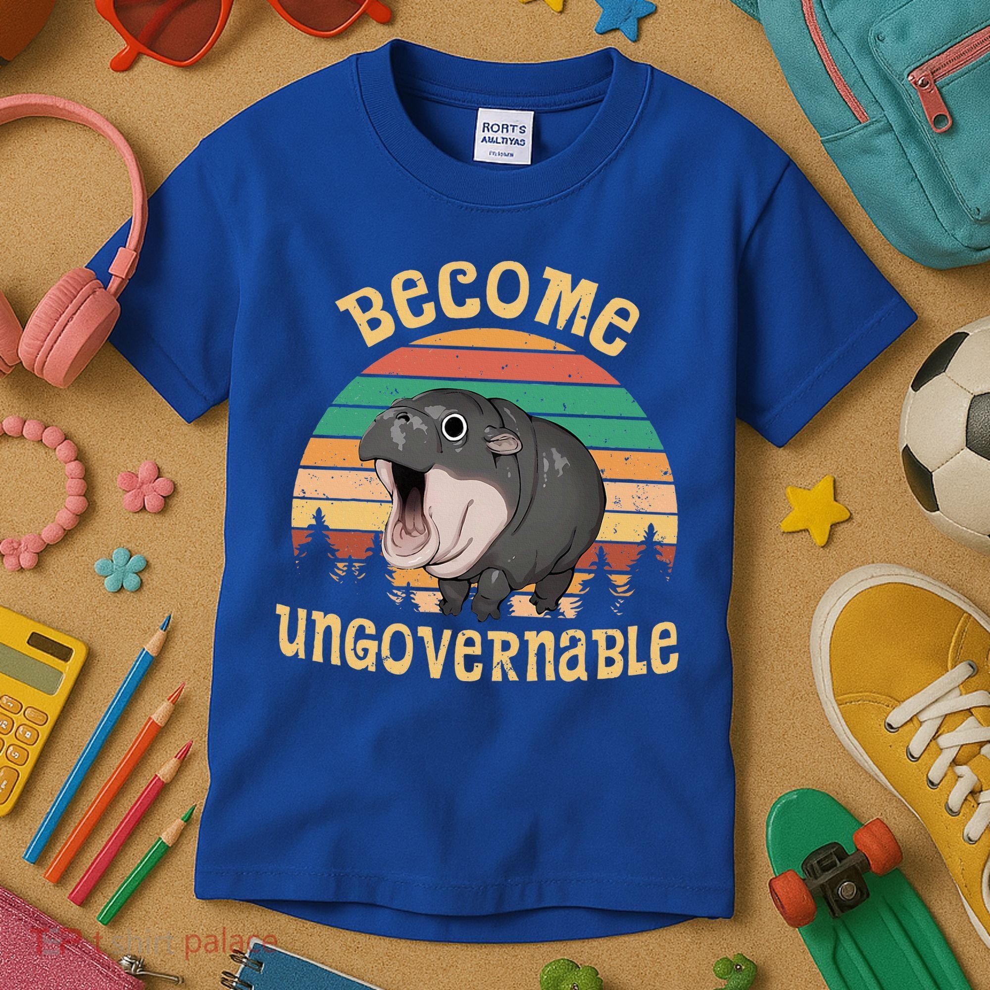 Become Ungovernable Moo Deng Baby Pygmy Hippo Kids T-Shirt