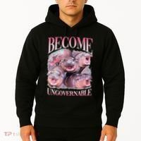Become Ungovernable Moo Deng Funny Baby Hippo Hoodie thumb 2