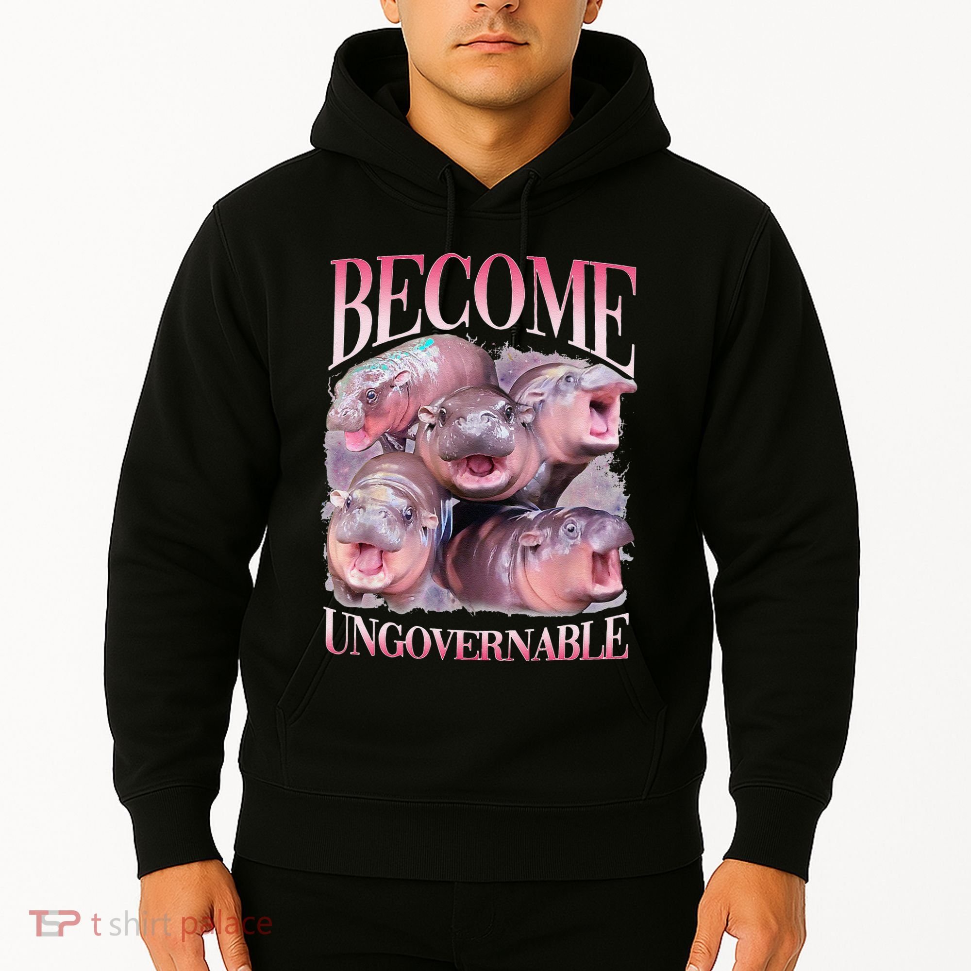 Become Ungovernable Moo Deng Funny Baby Hippo Hoodie