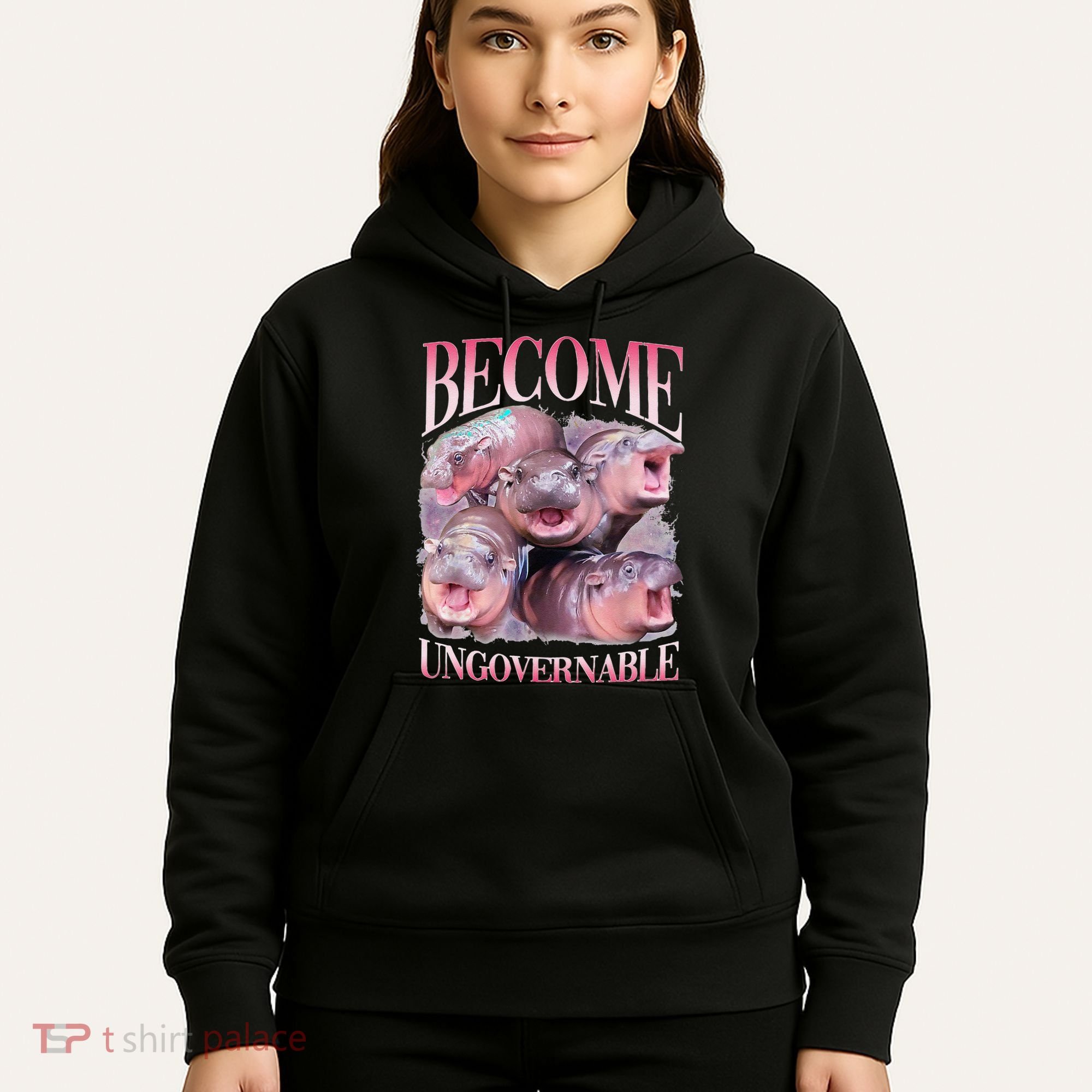 Become Ungovernable Moo Deng Funny Baby Hippo Hoodie