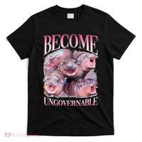 Become Ungovernable Moo Deng Funny Baby Hippo T-Shirt thumb 0