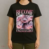 Become Ungovernable Moo Deng Funny Baby Hippo T-Shirt thumb 4