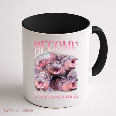 Become Ungovernable Moo Deng Funny Baby Hippo Coffee Mug back
