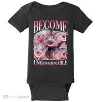 Become Ungovernable Moo Deng Funny Baby Hippo Baby Bodysuit thumb 0